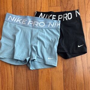 Nike Pro Light Blue and Black Shorts Duo